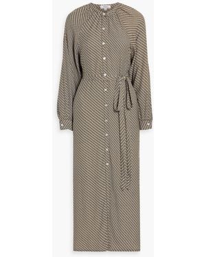 lemlem Makeda Belted Printed Crepe De Chine Midi Dress - Natural