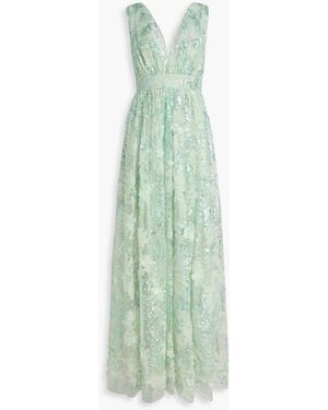 Zuhair Murad Embellished Tulle Gown - Green