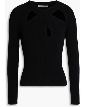 Autumn Cashmere Cutout Ribbed-knit Top - Black