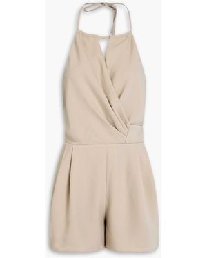 IRO Wrap-effect Pleated Crepe Playsuit - Natural
