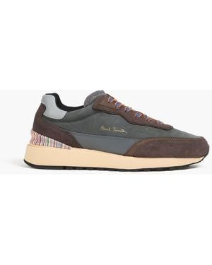 Paul Smith Aston Pebbled-leather And Suede Trainers - Grey