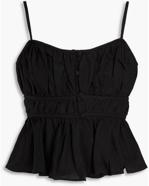 Casa Raki Ada Linen Peplum Top - Black