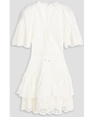 Zuhair Murad Tiered Broderie Anglaise Cotton Mini Dress - Natural