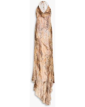 Alessandra Rich Open-back Leopard-print Silk-georgette Gown - Natural