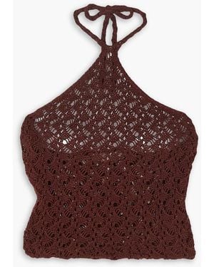 Savannah Morrow Kirra Crocheted Pima Cotton Halterneck Top - Red