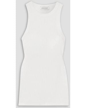 Anine Bing Eva Ribbed Cotton-Blend Tank - White