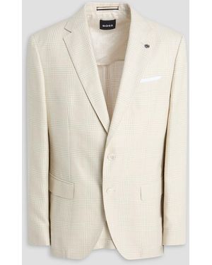 BOSS Prince Of Wales Checked Wool-Blend Tweed Blazer - Natural