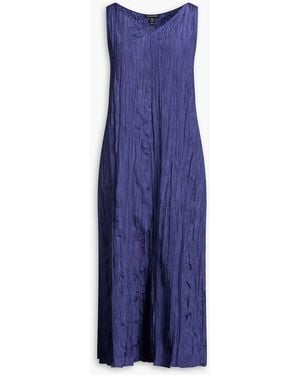 Eileen Fisher Plissé-Silk Midi Dress - Purple