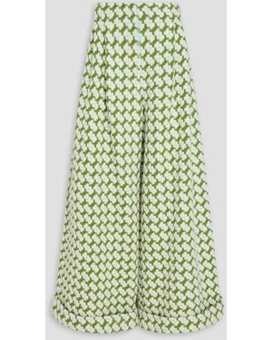 PUCCI Wool-Blend Jacquard Wide-Leg Trousers - Green