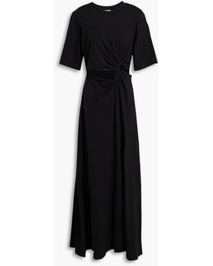FARM Rio Cutout Cotton-jersey Midi Dress - Black
