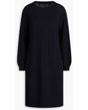 N.Peal Cashmere Cable-knit Cashmere Mini Dress - Blue