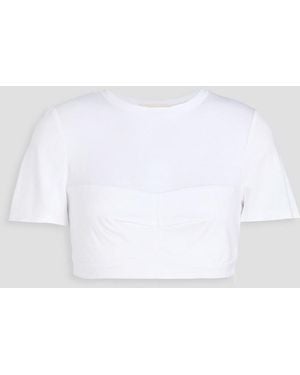 Saloni Rachel Cropped Bamboo-Blend Jersey Top - White