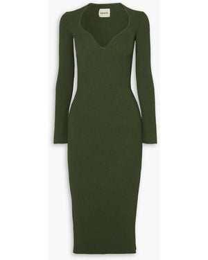 Khaite Alessandra Ribbed-knit Midi Dress - Green