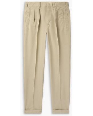 Tom Ford Straight-Leg Pleated Cotton And Silk-Blend Poplin Pants - Natural