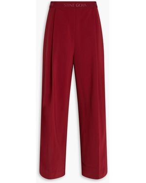Stine Goya Pleated Crepe De Chine Wide-leg Trousers - Red