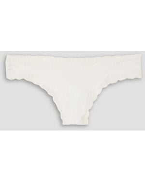 Skin Genny Lace-trimmed Stretch Pima Cotton-jersey Mid-rise Briefs - White