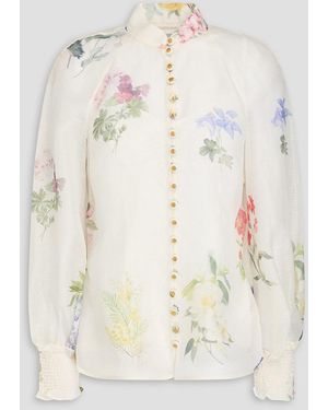 Zimmermann Floral-Print Linen And Silk-Blend Gauze Blouse - Natural