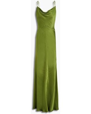 Ghost Averi Draped Satin-crepe Maxi Slip Dress - Green