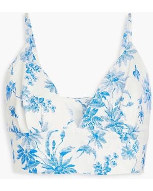 Sandro Bustier aus einer leinenmischung mit floralem print - Blau