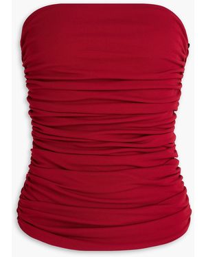 Esse Studios Bonachi Strapless Ruched Jersey Top - Red