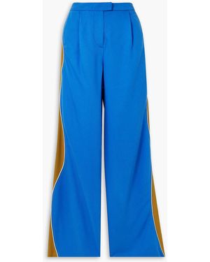 Ahluwalia Lagos Jersey-trimmed Lyocell-twill Wide-leg Pants - Blue