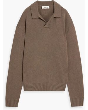 FRAME Wool And Silk-Blend Polo Sweater - Brown