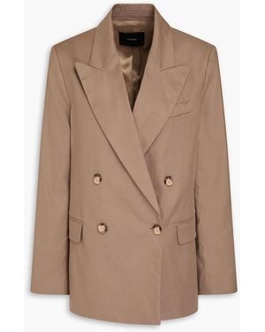 JOSEPH Jaden Double-Breasted Linen-Blend Twill Blazer - Brown