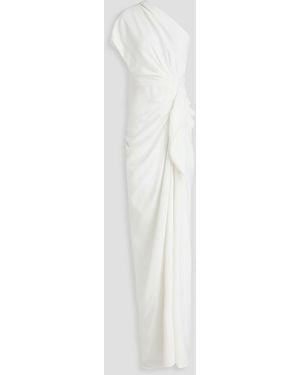 Rhea Costa Elena One-shoulder Draped Crepe Gown - White