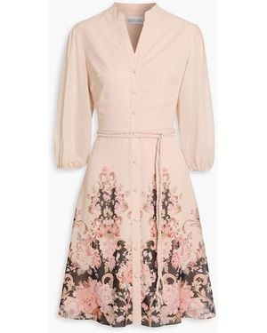 Mikael Aghal Floral-Print Chiffon Dress - Pink