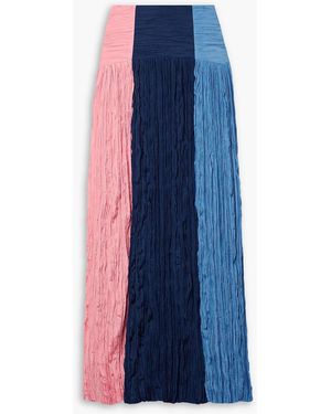 Partow Milo Color-block Crepon Maxi Skirt - Blue