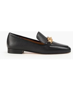 Tory Burch Jessa Embellished Textured-Leather Loafers - Black