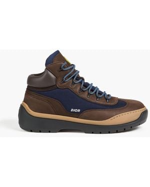 Dior Dean Color-Block Nubuck And Canvas Hiking Boots - Brown