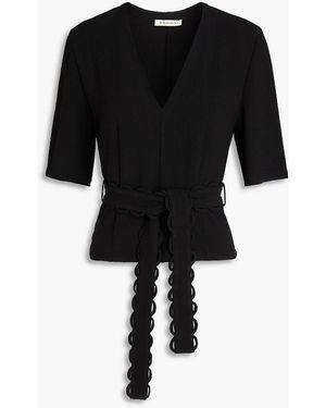 By Malene Birger Ullas Scalloped Stretch-crepe Top - Black