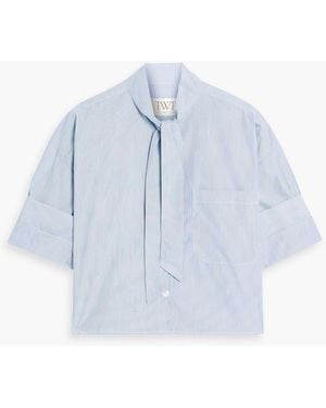 Twp Next Ex Cropped Striped Cotton-Poplin Shirt - Blue
