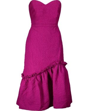 Saloni Alara Polka-Dot Cloqué Midi Dress - Purple