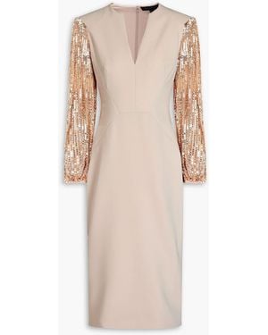 Jenny Packham Embellished Tulle And Crepe Midi Dress - Natural