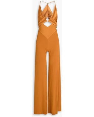 Galvan London Prism jumpsuit mit weitem bein aus satin und crêpe - Orange