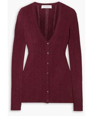 Gabriela Hearst Lillian Pointelle-Knit Wool Cardigan - Purple