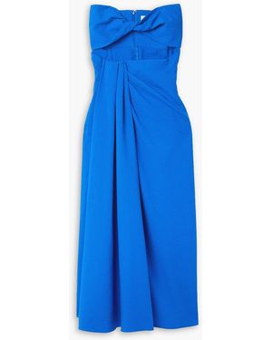 Mara Hoffman Samara Strapless Cutout Cotton-seersucker Midi Dress - Blue
