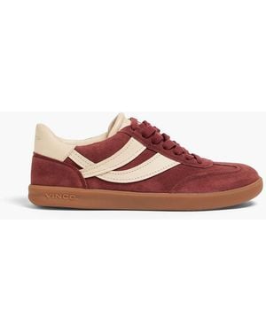 Vince Oasis Leather-Trimmed Suede Trainers - Red
