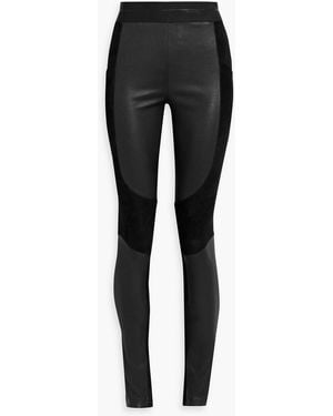 Helmut Lang Cl Racer Leather And Suede Leggings - Black