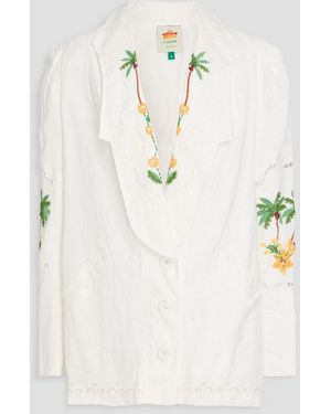 FARM Rio Embellished Linen Blazer - Natural