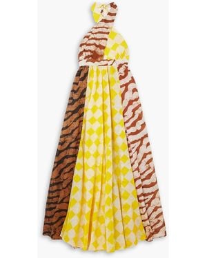 Studio 189 Printed Cotton-voile Halterneck Maxi Dress - Yellow