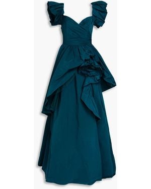 Marchesa Robe aus faille mit rüschen - Grün