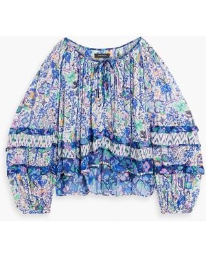 Isabel Marant Vozina Ruffled Printed Georgette Blouse - Blue