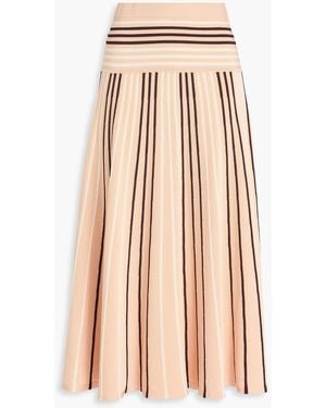 Zimmermann Striped Knitted Midi Skirt - Natural