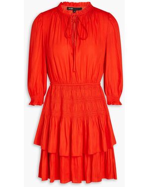 Maje Tie Satin Mini Dress - Red