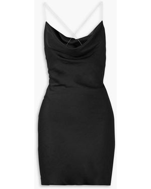 Y. Project Open-back Draped Satin Mini Dress - Black