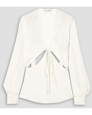 Christopher Esber Triquetra Tie-detailed Cutout Silk-satin Top - Natural