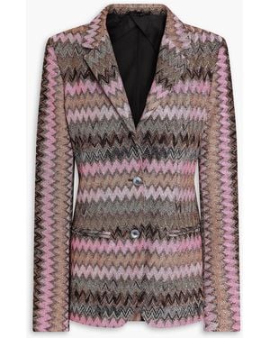 Missoni Metallic Crochet-Knit Blazer - Pink